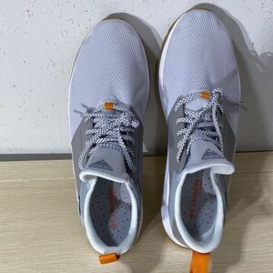 Columbia Men’s Light Gray Athletic Sneakers with Orange Pull Tabs